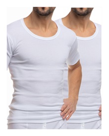 FMS Men's Cotton Vest Low Neck - 2 Pack  Undershirts