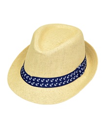 FMS Παιδικό Καπέλο Καβουράκι Ψάθινο Κορδέλα Άγκυρες  Αξεσουάρ Θαλάσσης