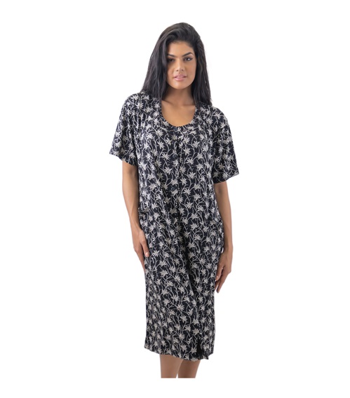 FMS Women's Nightdress Buttons Leaves  Nightdresses
